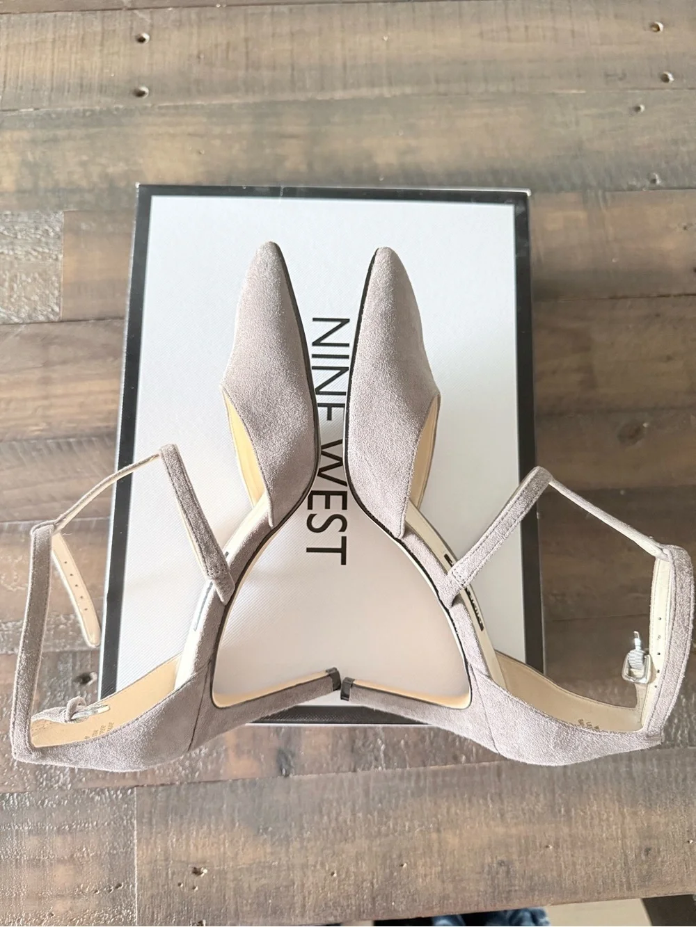 Nine West Cintia Strappy Heels - Gray Suede - Sz 6